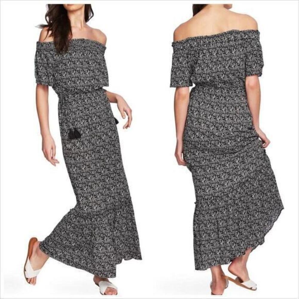 NWT 1 State Women's Off Shoulder Maxi Dress Floral Gray Size Small